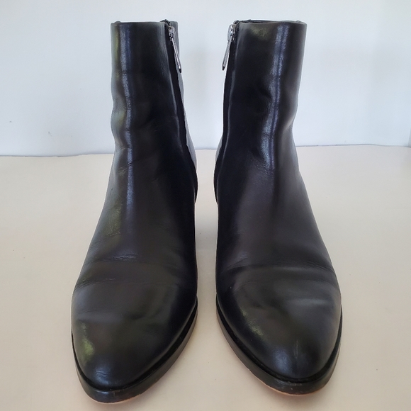 SAM EDELMAN Sz 8 Black Leather JOEY Block 2" Chunky Heel Ankle Bootie Side Zip - Picture 6 of 12